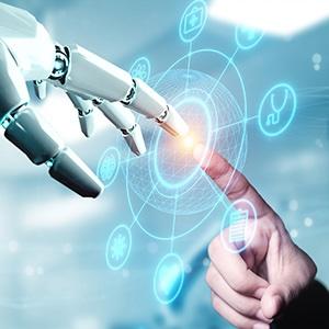 Robot finger touching human finger